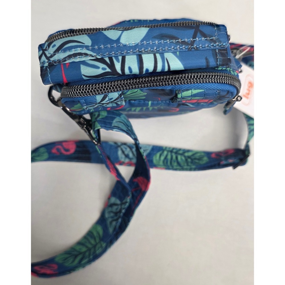 Lug Skeeter Mini Crossbody Bag Flamingo Blue Tropical Quilted Belt Bag NWT - Picture 5 of 13